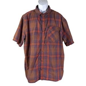 Mountain Hardwear Plaid‎ Button Down Mens XL Brown Short Sleeve Outdoor Shirt